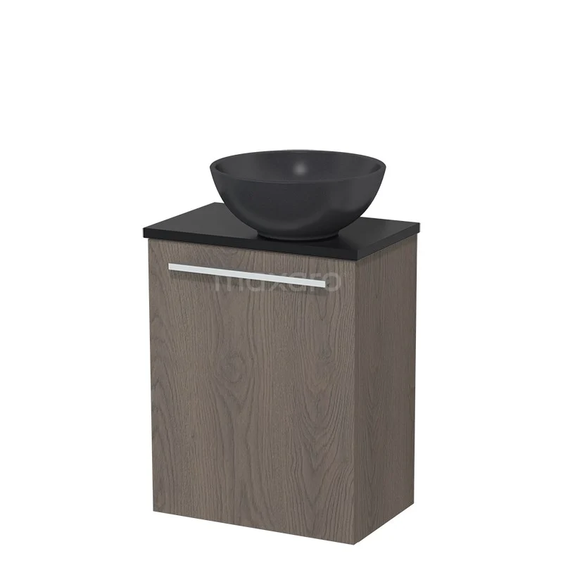 Toiletmeubel Met Waskom Quartz Modulo Donkerbruin Eiken Vlak 41 Cm Mat Zwart Blad 4 Toiletmeubel Met Waskom Quartz Modulo Donkerbruin Eiken Vlak 41 Cm Mat Zwart Blad - Afbeelding 2