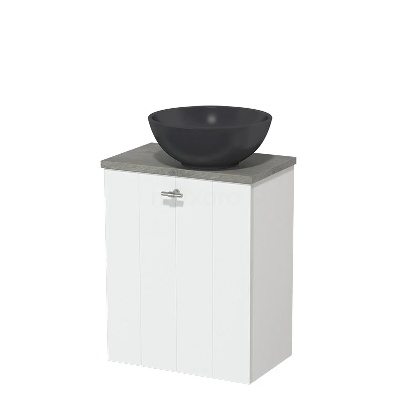 Toiletmeubel Met Waskom Quartz Modulo Mat Wit Lamel 41 Cm Grijs Eiken Blad 4 Toiletmeubel Met Waskom Quartz Modulo Mat Wit Lamel 41 Cm Grijs Eiken Blad - Afbeelding 2