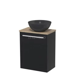Toiletmeubel Met Waskom Quartz Modulo Mat Zwart Vlak 41 Cm Lichtbruin Eiken Blad -Winkel Voor Badkamermeubels toiletmeubel met waskom quartz modulo mat zwart vlak 41 cm lichtbruin eiken blad tmk10 02739 1