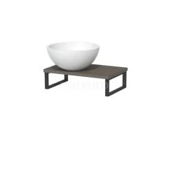 Toiletmeubel Met Waskom Solid Surface Mat Modulo Donkerbruin Eiken 41 Cm Wandbeugels Zwart