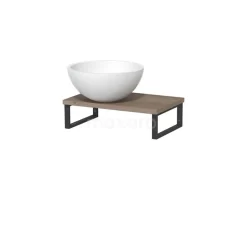 Toiletmeubel Met Waskom Solid Surface Mat Modulo Middenbruin Eiken 41 Cm Wandbeugels Zwart