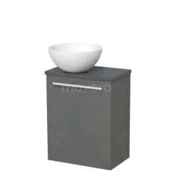 Toiletmeubel Met Waskom Solid Surface Modulo Donkergrijs Beton Vlak 41 Cm Donkergrijs Blad