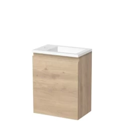 Toiletmeubel Met Wastafel Solid Surface Mat Modulo Lichtbruin Eiken 40 Cm