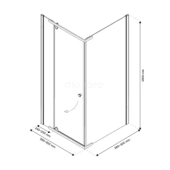 Topaz Douchecabine | 90x90 Cm Chroom Draaideur Vierkant -Winkel Voor Badkamermeubels topaz douchecabine 90x90 cm chroom draaideur vierkant l6305 0900 8