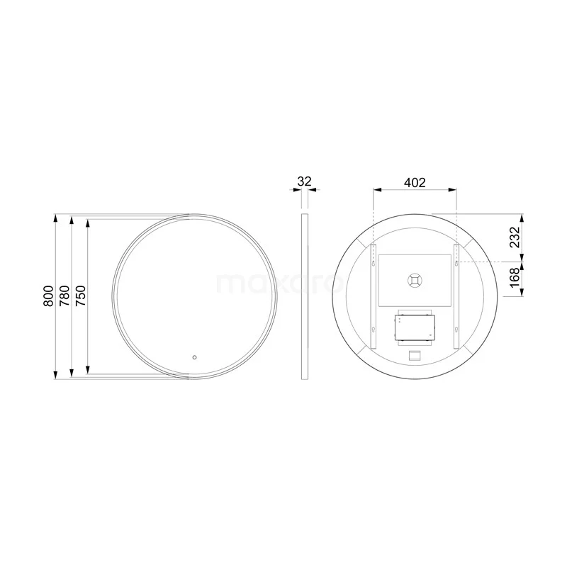Vivo Badkamerspiegel Met Ledverlichting | 80 Cm Rond Zwart 8 Vivo Badkamerspiegel Met Ledverlichting | 80 Cm Rond Zwart - Afbeelding 6