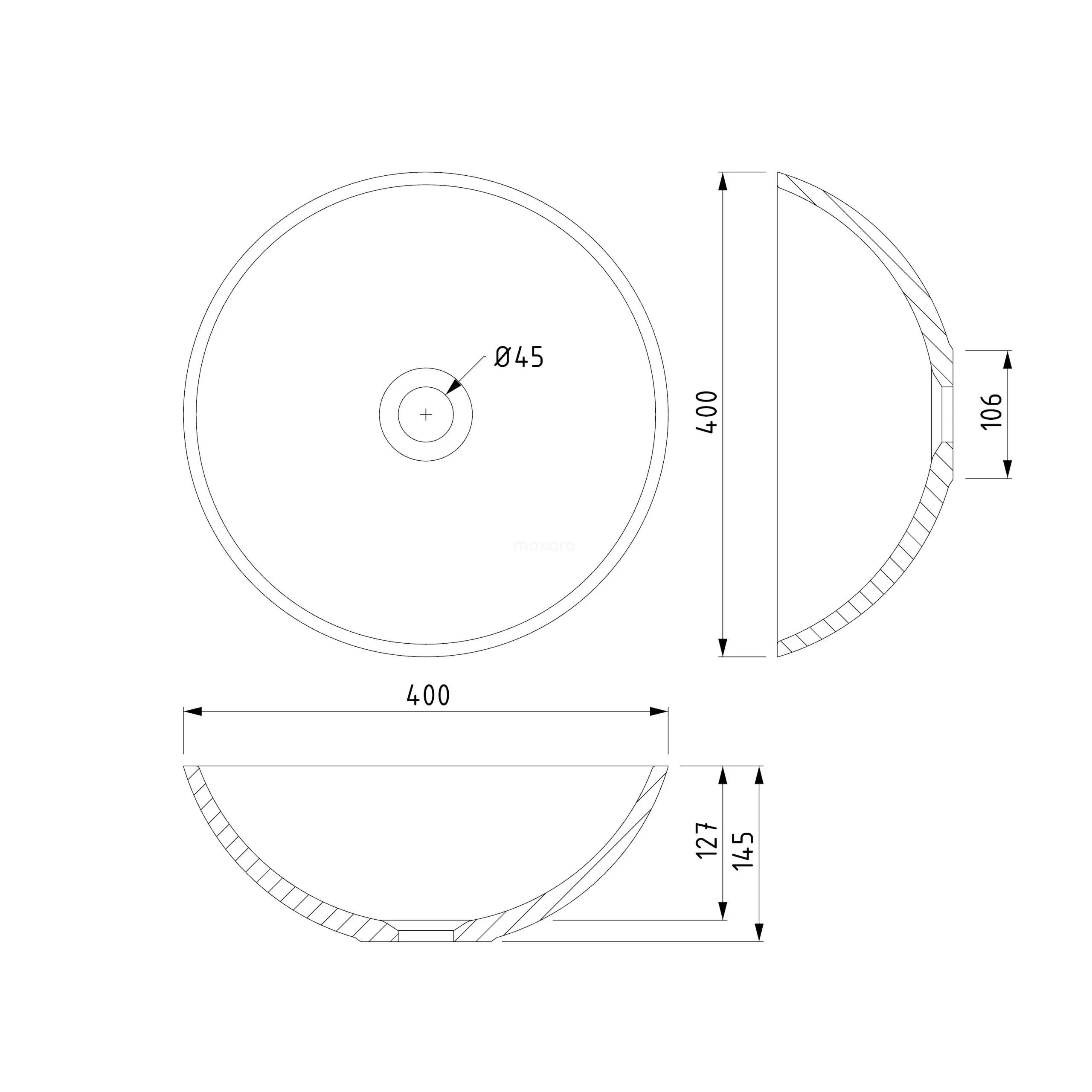 Waskom Buco Beton Greige 40x14,5 Cm Rond 4 Waskom Buco Beton Greige 40x14,5 Cm Rond - Afbeelding 2