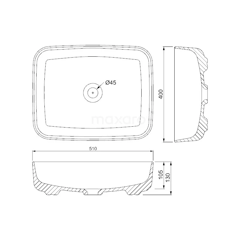 Waskom Clasico Keramiek Mat Zwart 51x40cm Rechthoek 4 Waskom Clasico Keramiek Mat Zwart 51x40cm Rechthoek - Afbeelding 2