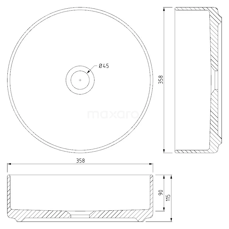 Waskom Clasico Keramiek Wit 35,5x11,5cm Rond 4 Waskom Clasico Keramiek Wit 35,5x11,5cm Rond - Afbeelding 2