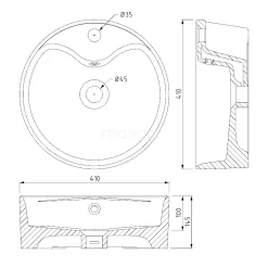 Waskom Clasico Keramiek Wit 41x14,5cm Rond 1 Kraangat 9 Waskom Clasico Keramiek Wit 41x14,5cm Rond 1 Kraangat -Winkel Voor Badkamermeubels waskom clasico keramiek wit 41x145cm rond 1 kraangat k120 1250 3