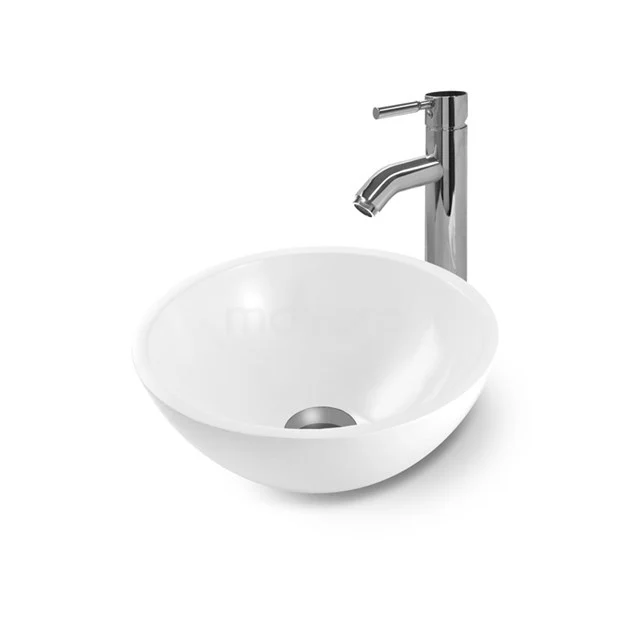 Waskom Mintra Mineraalmarmer Glanzend Wit 30x13cm Rond 3 Waskom Mintra Mineraalmarmer Glanzend Wit 30x13cm Rond