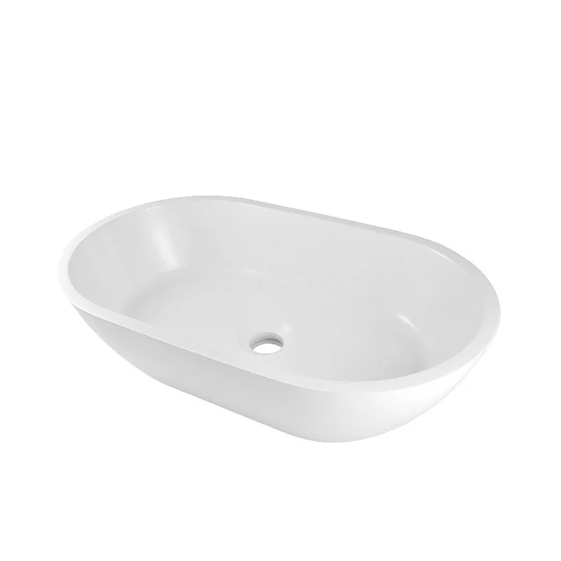 Waskom Mintra Mineraalmarmer Glanzend Wit 55x32,5cm Ovaal 4 Waskom Mintra Mineraalmarmer Glanzend Wit 55x32,5cm Ovaal - Afbeelding 2