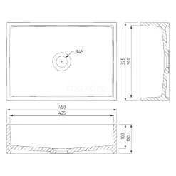 Waskom Mintra Solid Surface Mat Wit 45x32,5cm Rechthoek -Winkel Voor Badkamermeubels waskom mintra solid surface mat wit 45x325cm rechthoek m120 0151 2