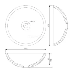 Waskom Novanta Natuursteen Blue Stone 40x14cm Rond -Winkel Voor Badkamermeubels waskom novanta natuursteen blue stone 40x14cm rond n128 0031 2