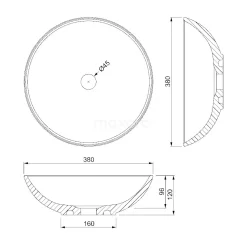 Waskom Quarto Quartz Mat Zwart 38x12cm Rond -Winkel Voor Badkamermeubels waskom quarto quartz mat zwart 38x12cm rond q120 0040 2