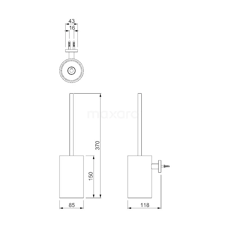 WC Borstel Radius Copper Hangend Koper 4 WC Borstel Radius Copper Hangend Koper - Afbeelding 3