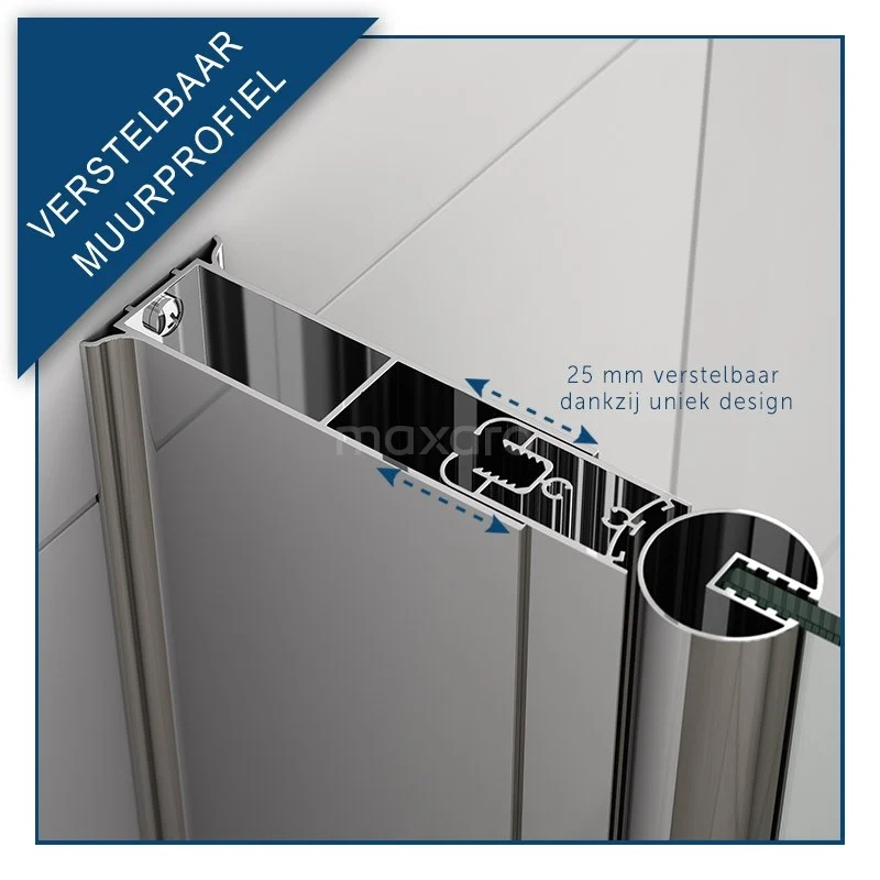 Zircon Comfort Douchedeur | 75 Cm Chroom Helder Met Matte Strook Draaideur 5 Zircon Comfort Douchedeur | 75 Cm Chroom Helder Met Matte Strook Draaideur - Afbeelding 3