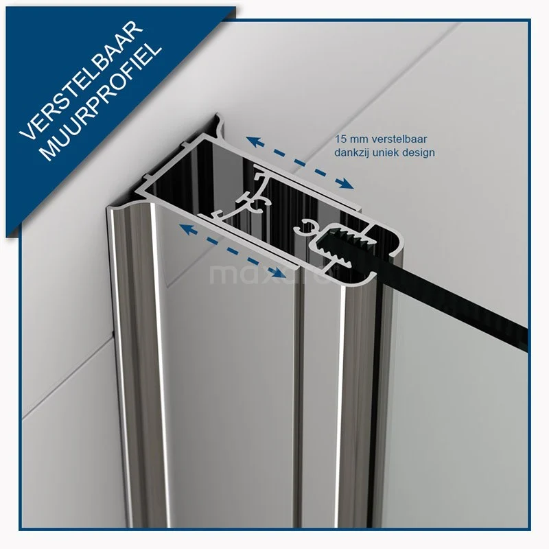 Zircon Comfort Inloopdouche | 120 Cm Chroom Helder Glas Vaste Wand Met Zijwand 5 Zircon Comfort Inloopdouche | 120 Cm Chroom Helder Glas Vaste Wand Met Zijwand - Afbeelding 3